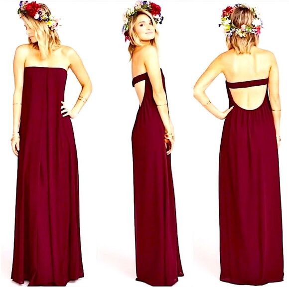 NWT Show Me Your Mumu Sirene Maxi Dress in Merlot Chiffon Size Large - Picture 1 of 11